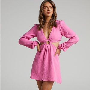 SHOWPO MINI CUTOUT DRESS HOT PINK!